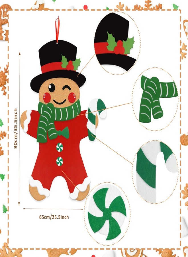THAWAY DIY Felt Gingerbread Man Ornaments - Christmas Felt Gingerbread Man Games Set, DIY Christmas Crafts, Wall Hanging Xmas Gifts for Winter Holiday Party Xmas Decorations - Image 2